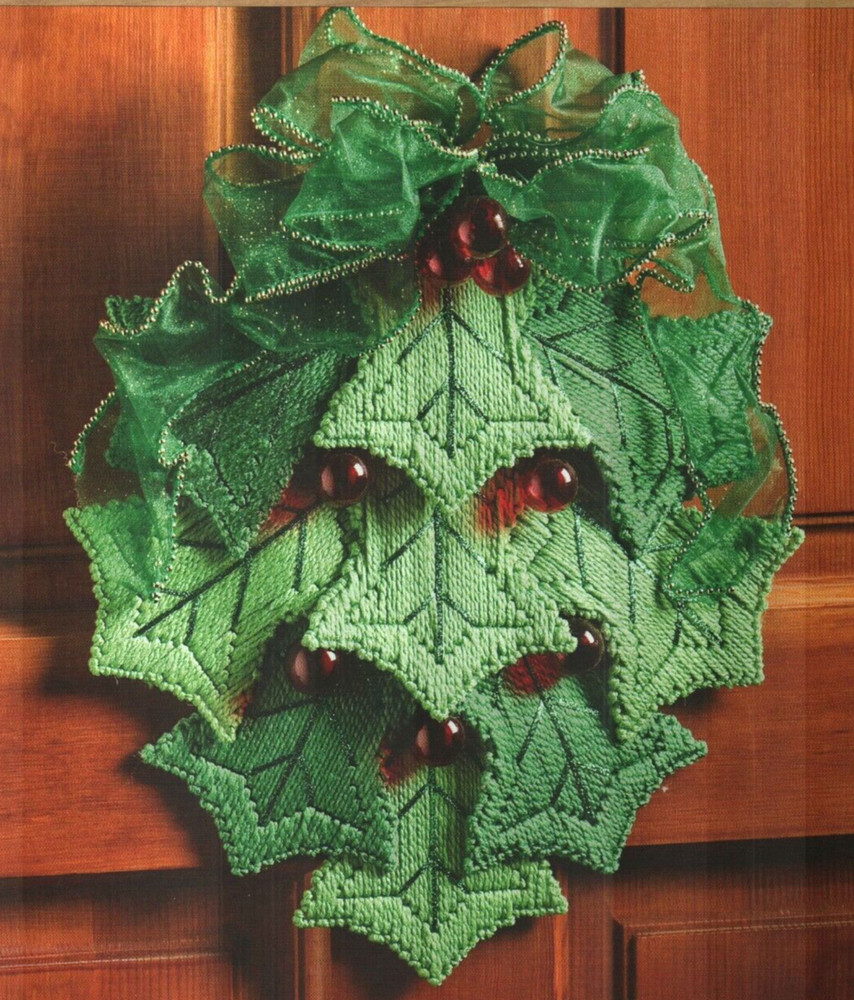 HOLLY LEAF SWAG CHRISTMAS PLASTIC CANVAS PATTERN INSTRUCTIONS