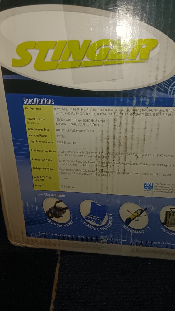 STINGER AC RECOVERY MACHINE NEW