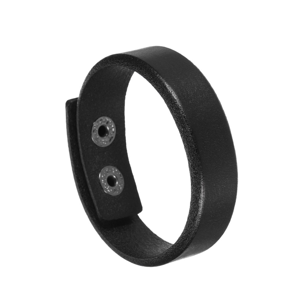 Plain Buckle Snap Leather Bracelets Leather Snap Bracelets, Black