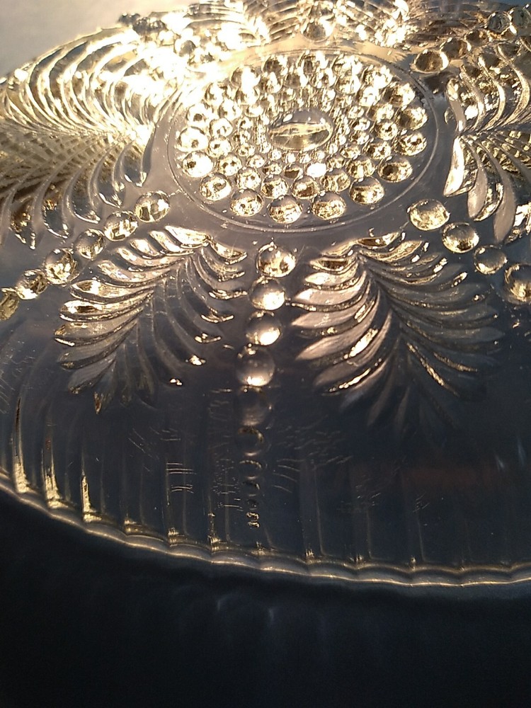 Depression Era "Feather Pattern" Oval Pressed Glass Dish. (3)