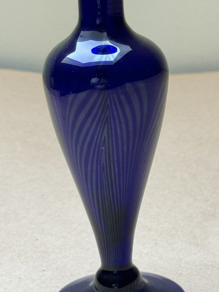 Lundberg Studios Cobalt Blue Feather Perfume Bottle