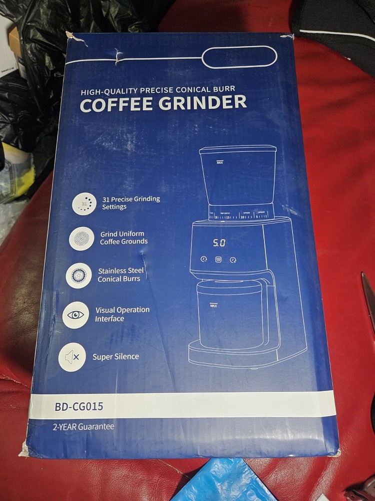 Professional Conical Burr Coffee Grinder with Digital Timer Display 31 Grind Set