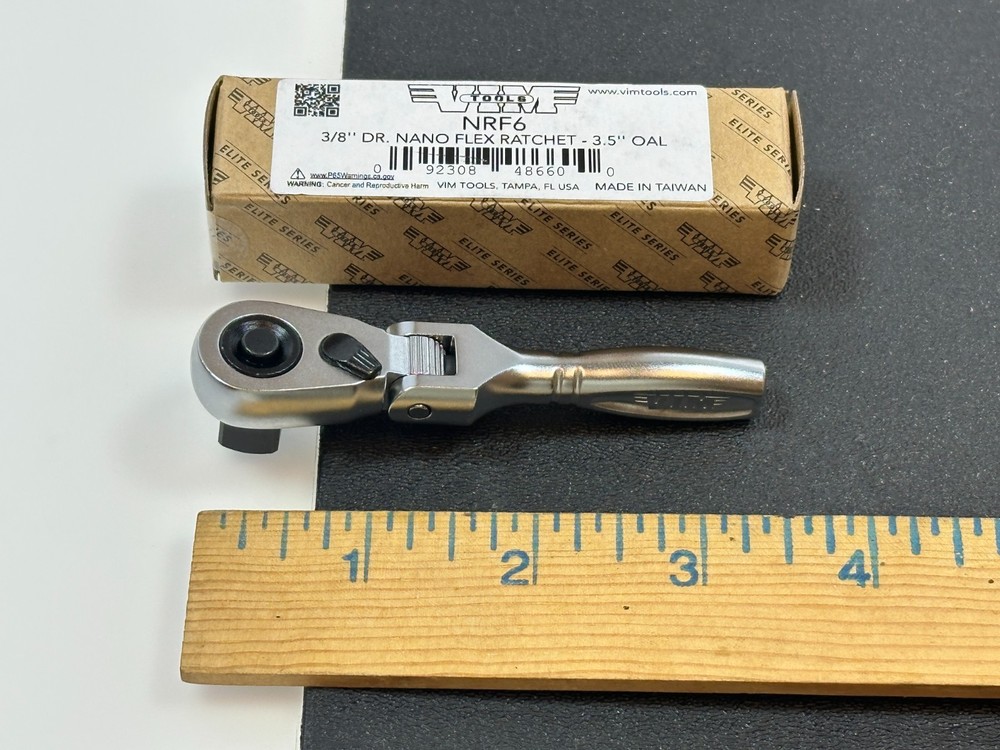 NEW VIM Tools NRF6 3/8" Dr. Nano Flex Head Quick Release Micro Ratchet 3.5" Long