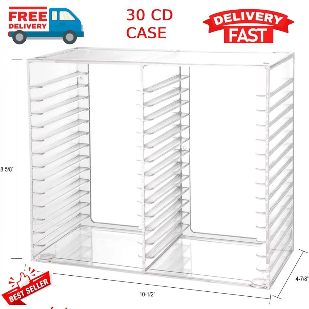 Stackable CD/DVD Multimedia Holder, Media Storage Rack, Clear Plastic 30 CD, US