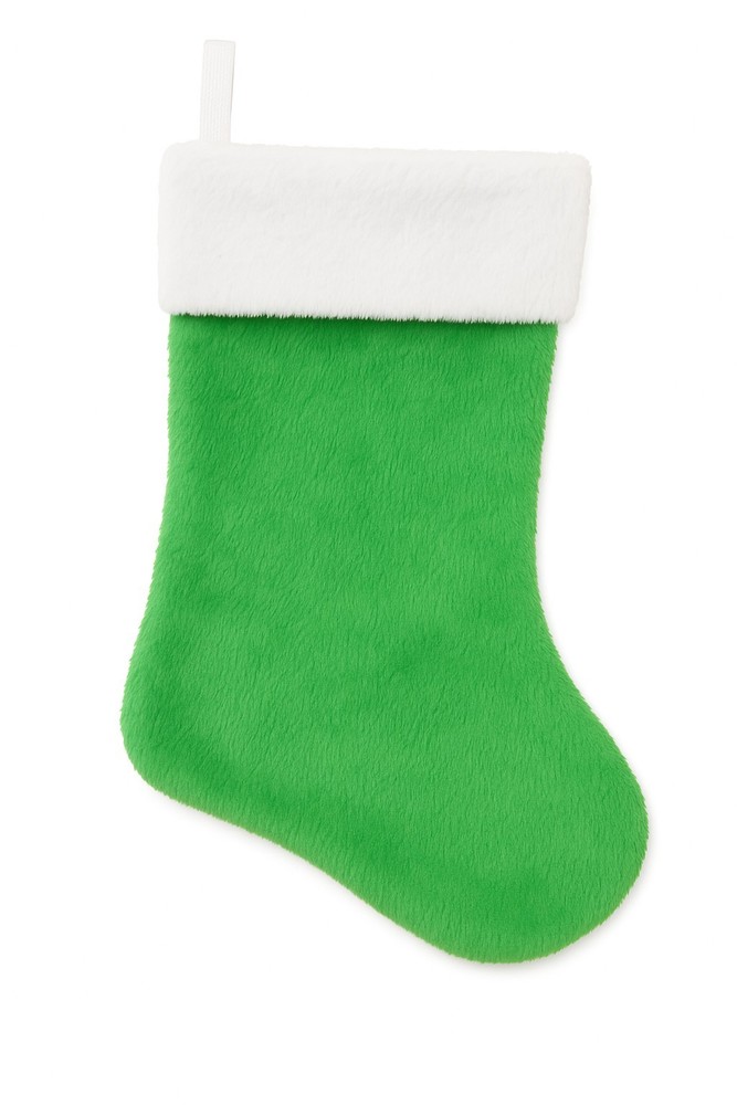 Plush Green Classic Christmas Stocking