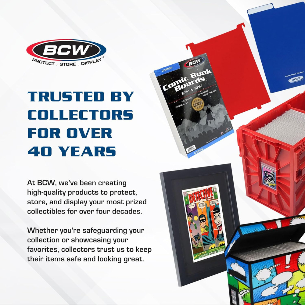 Comic Book Bin - 5 Pack, Holds 150 Comics, Stackable, Acid-Free, Black