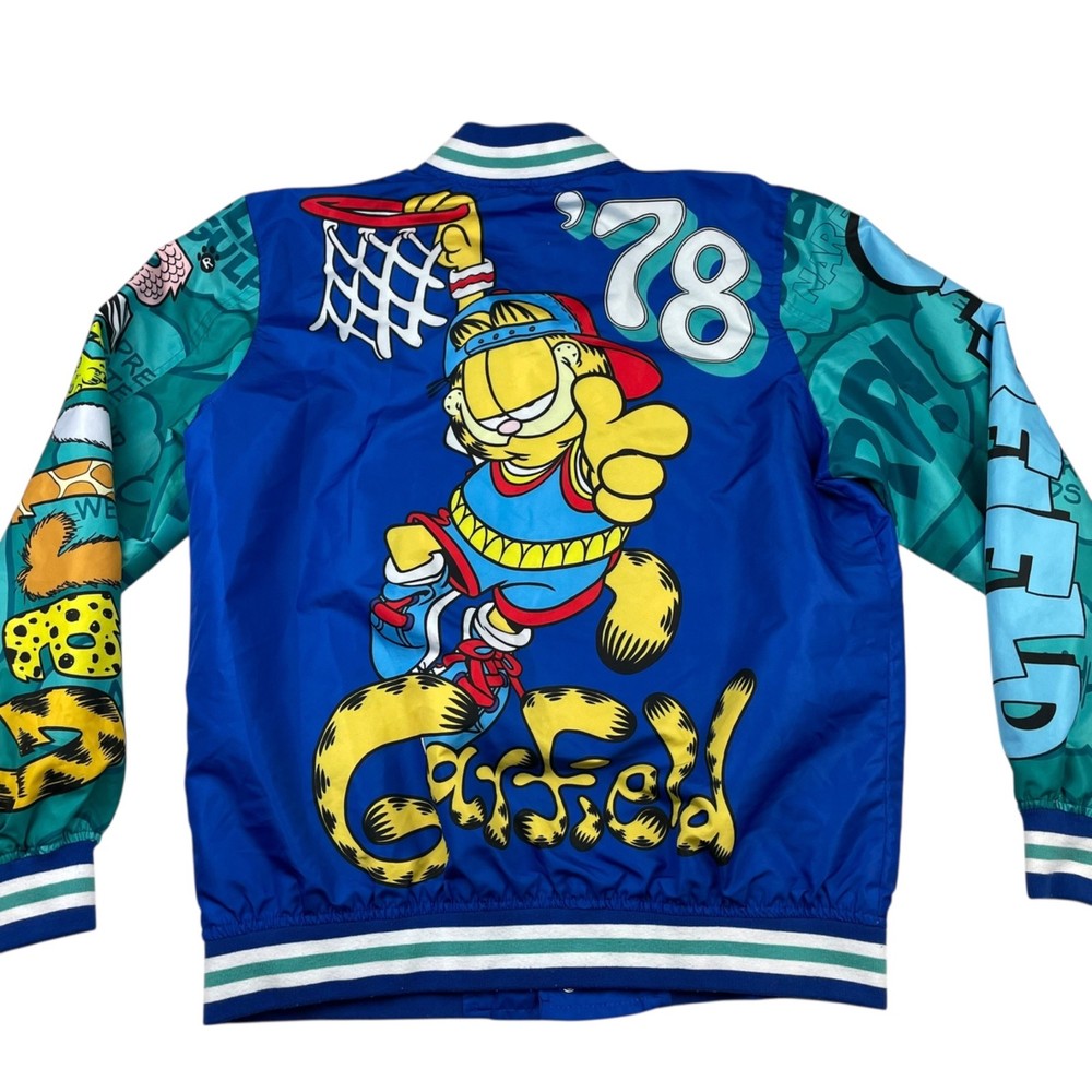 Garfield x Members Only Men's Snap Button Satin Jacket • Medium