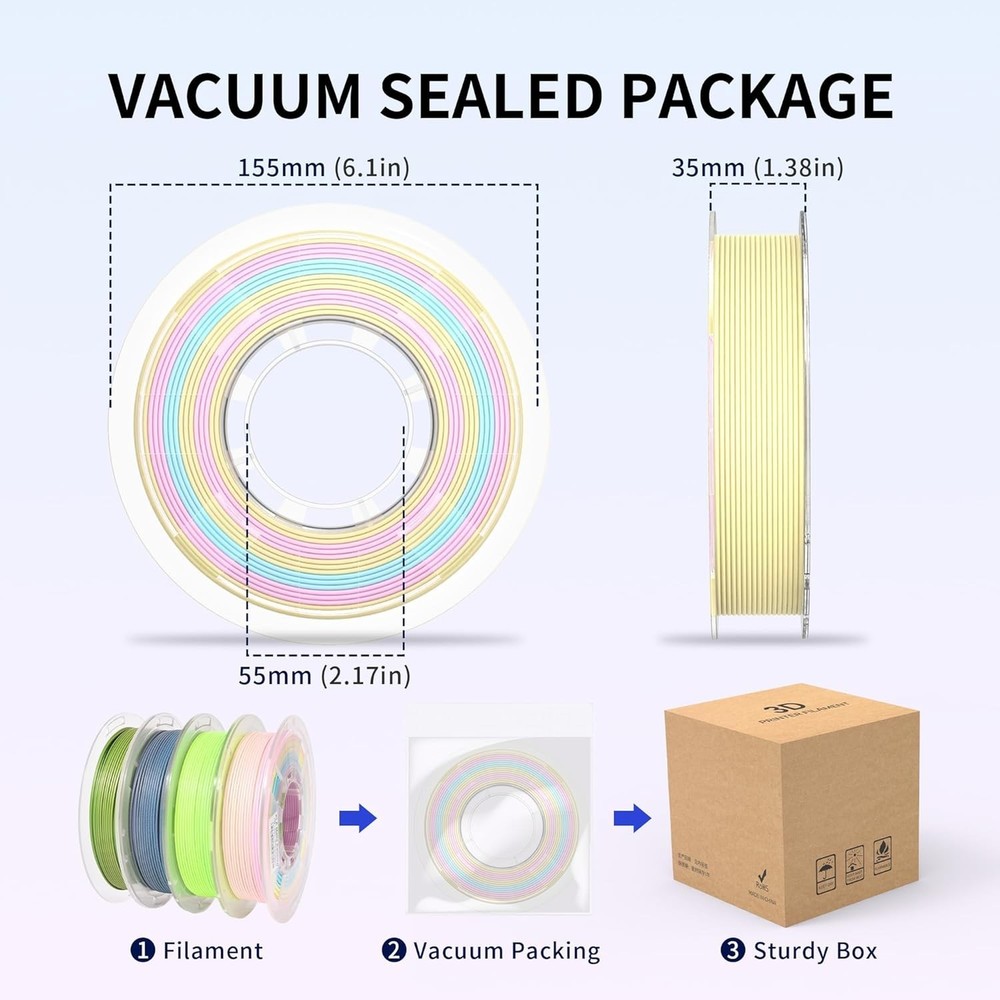 Matte PLA 3D Printer Filament Bundle Upgraded Multicolored Filament 1.75mm 4 ...