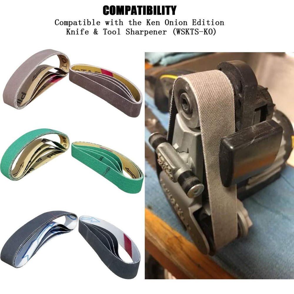 24 Pcs 3/4" x 12" Knife Sharpener Sanding Belt Kit for Work Sharp Knife & Too...