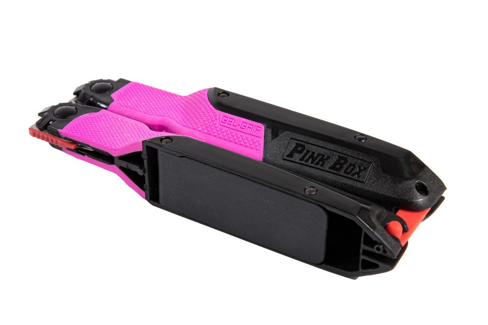 Folding Razor Blade Scraper with Locking Handle, Includes 10 T10 Blades, Pink