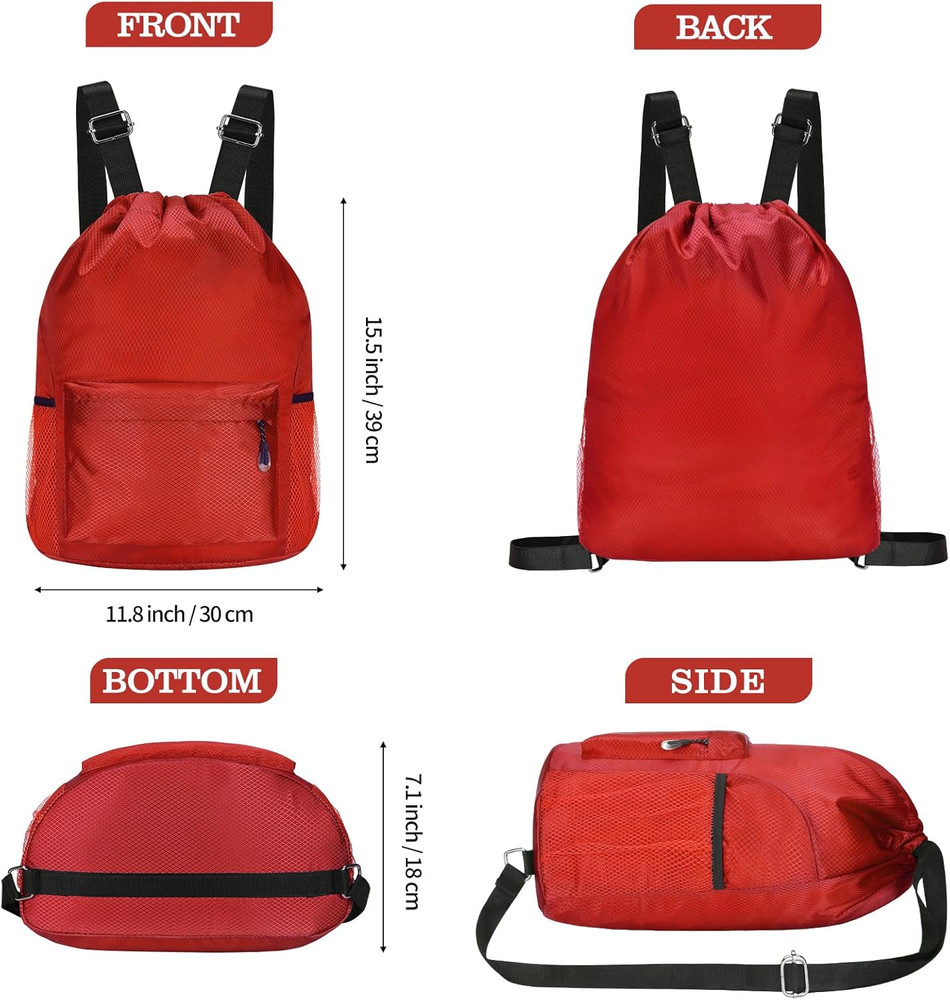 Waterproof Drawstring Bag, Lightweight String Backpack with Water Bottle Holder