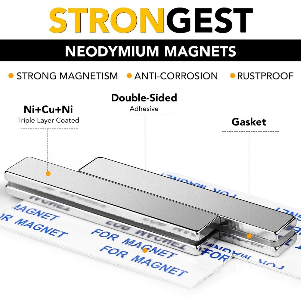Versatile 100 Pack Neodymium Magnets - Rectangular Bars for Home or Office Use