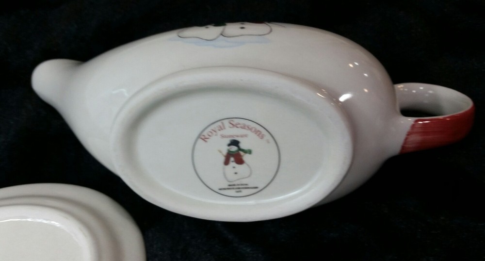 Royal Seasons SNOWMEN 5 Piece Stoneware Accessory Set