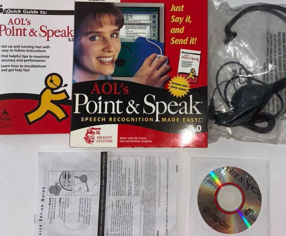 AOL's Point & Speak CIB Big Box Speech Recognition Software PC Windows