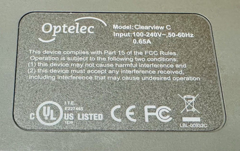 Optelec Clearview C Camera Box System / Free Shipping