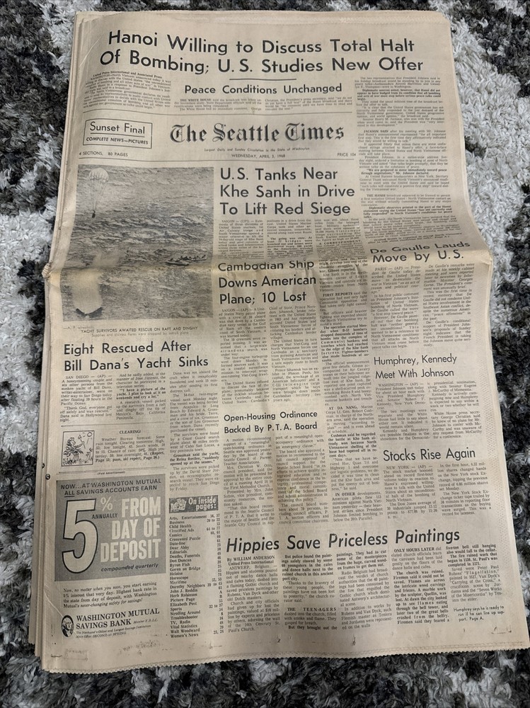 seattle times newspaper April 3, 1968