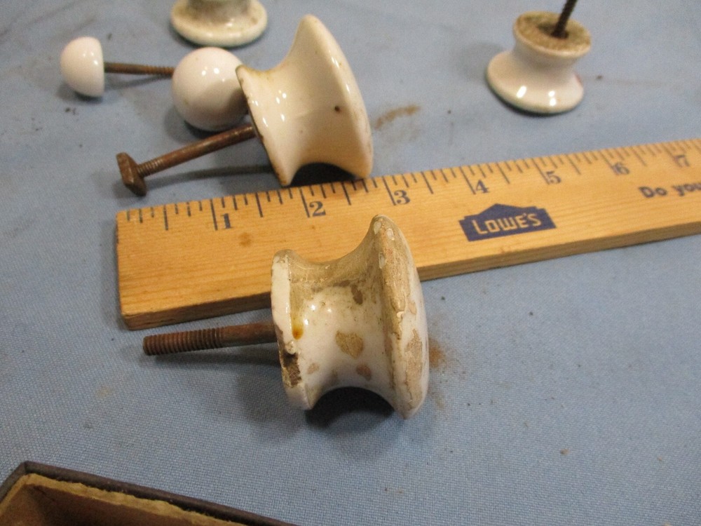 23 Porcelain Knobs / Pulls - Antique & Vintage - Nice, Worn, Used Condition