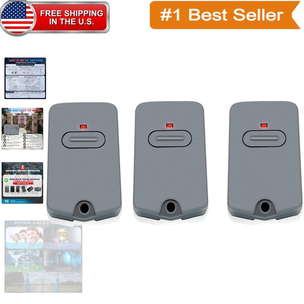 3-Pack Mighty Mule Remote Controllers with Ergonomic Design & Long Range Access