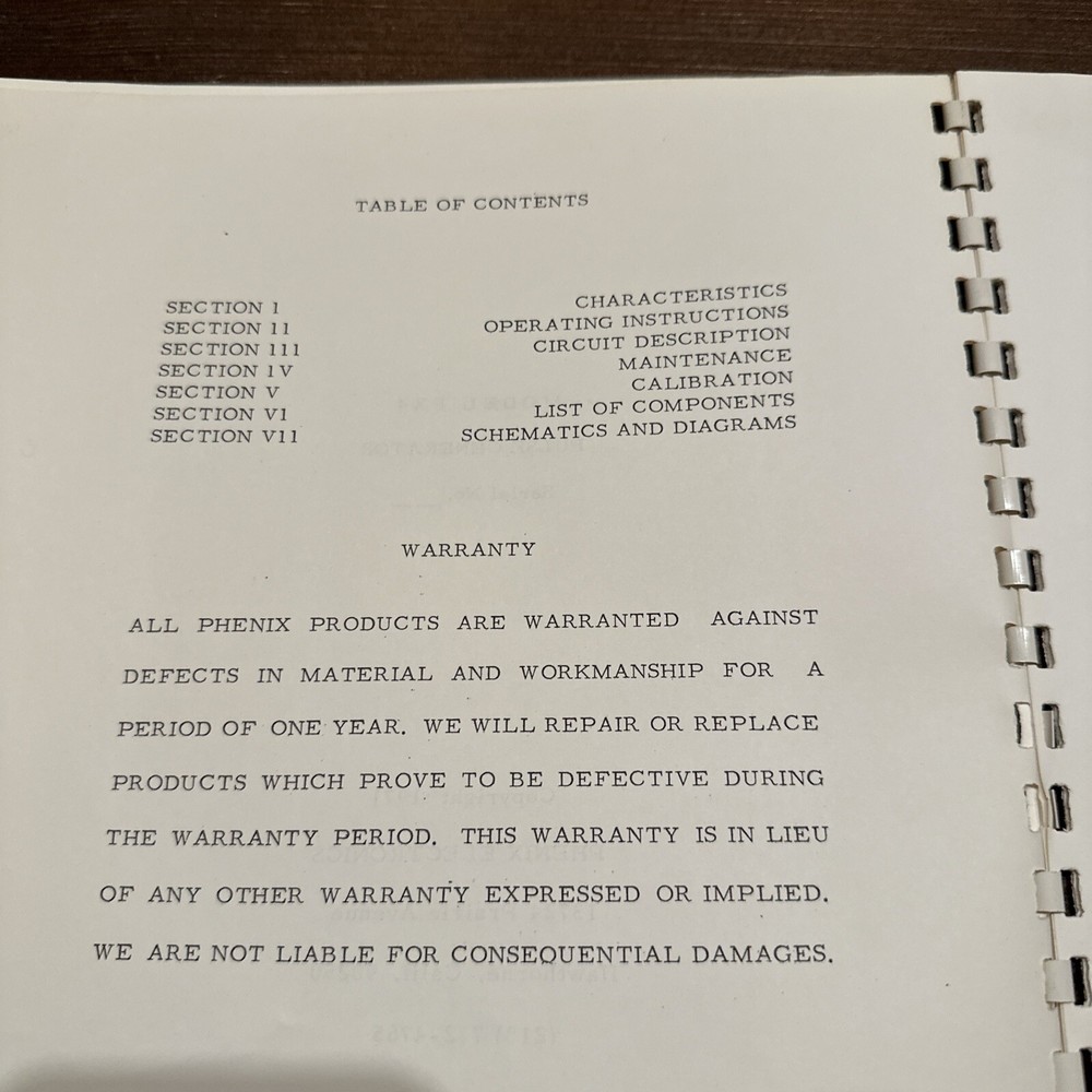 Phenix Electronics Model PX4 Pulse Generator Instruction Manual