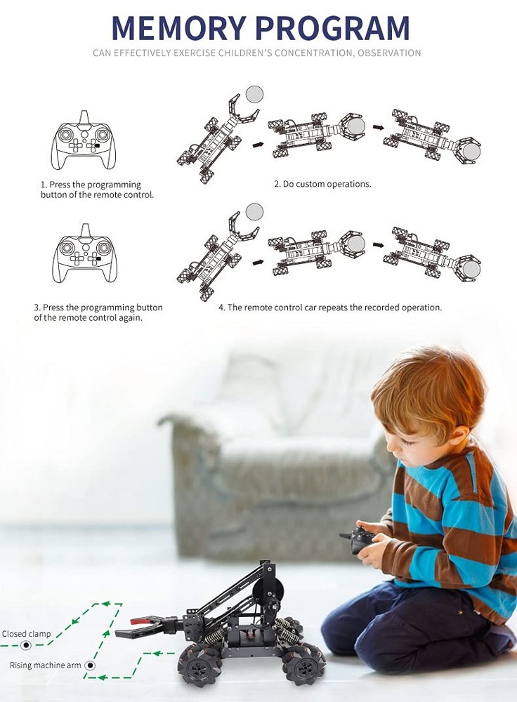 VANLINNY Robotic Arm Kit, DIY Engineering Educational Medium, 1#black
