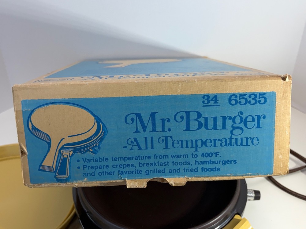 Vintage Sears Mr. Burger * All Temperature Griddle. Box, Knife, Instructions