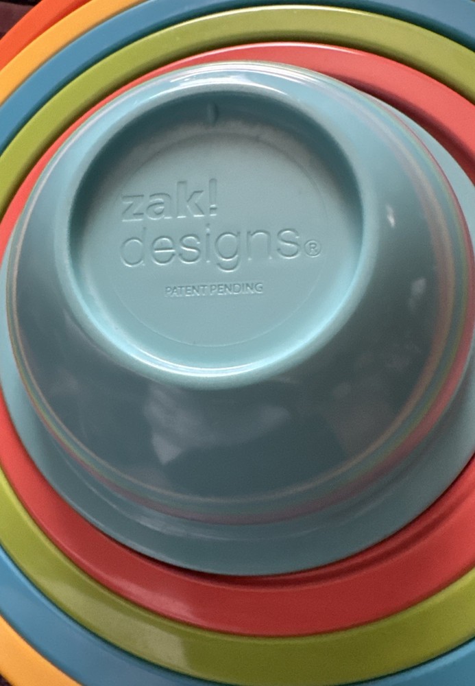Zak Designs Melamine Multicolored Nesting Mixing Bowls 6 Piece Set