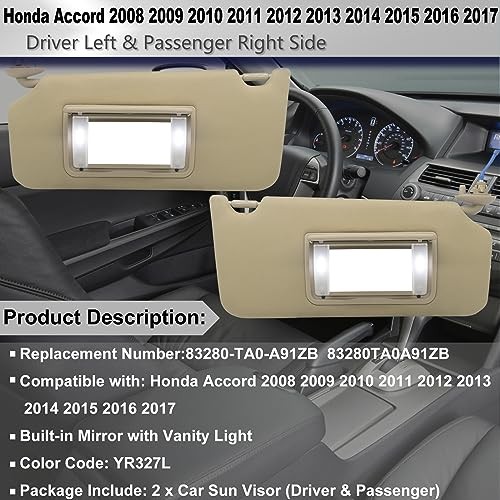 Driver Left & Passenger Right Side Sun Visor Beige(Driver & Passenger)