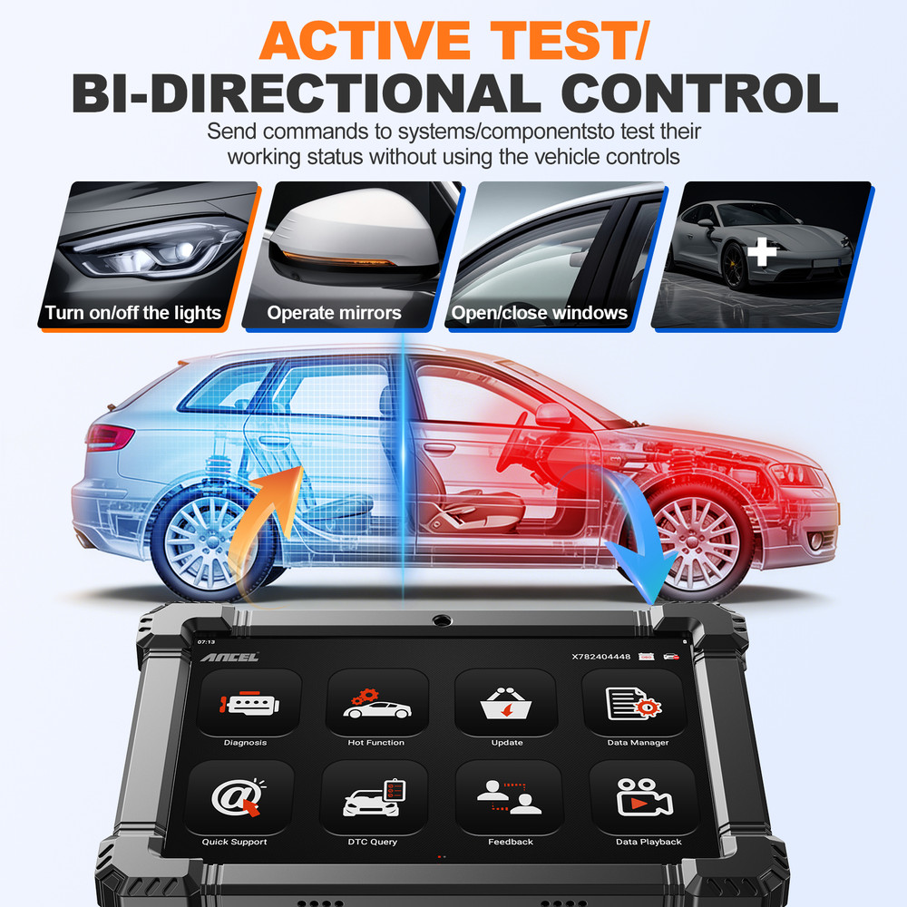ANCEL X7 Bluetooth OBD2 Scanner Bi-directional Scan Tool Full System Diagnostic