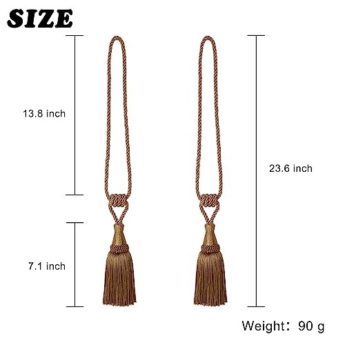 Curtain Tiebacks Handmade Holdbacks for Curtains Drape 2 Pack Coffee