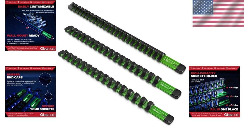 Professional Grade Socket Holder Kit - Green