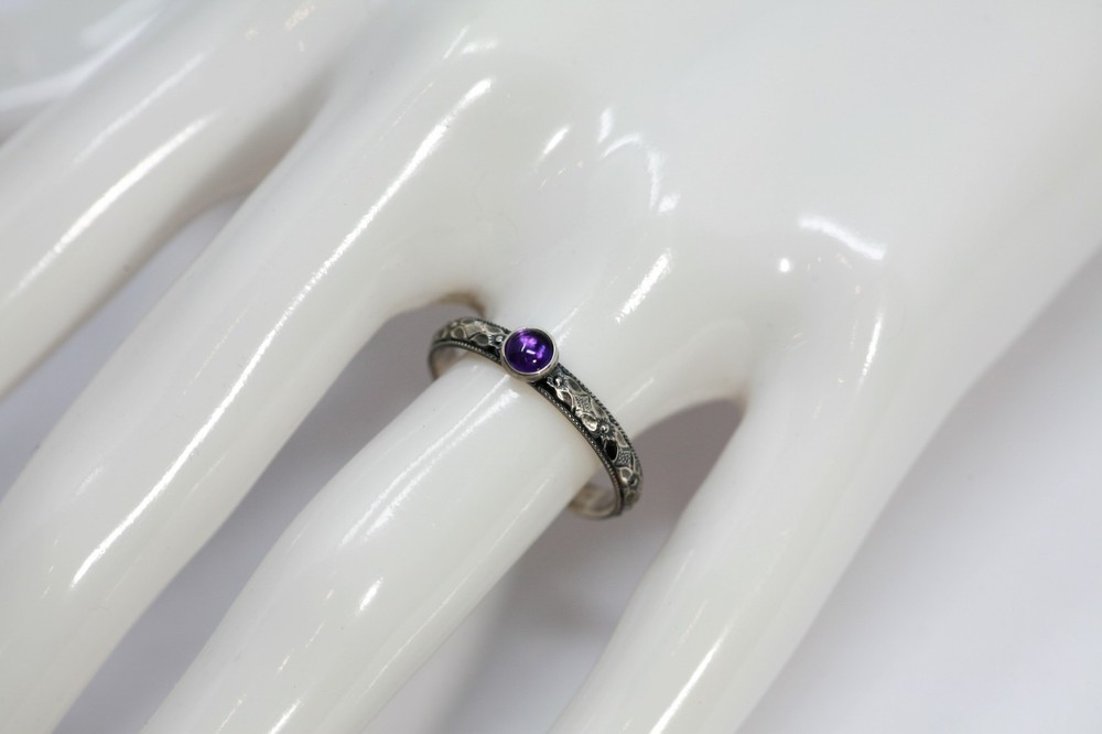4mm Amethyst Ring Symmetrical Flower 925 Sterling Silver