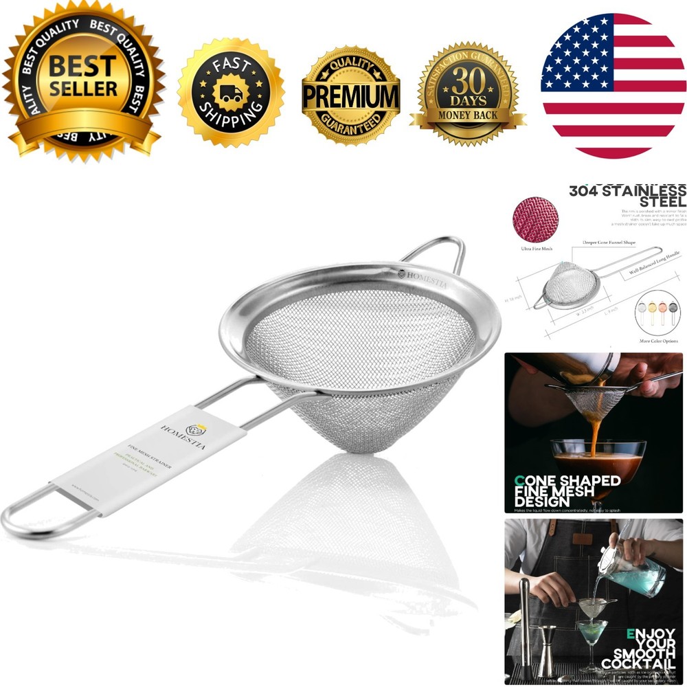Classic 3.3" Fine Mesh Strainer in Silver - Elegant, Durable & Dishwasher Safe