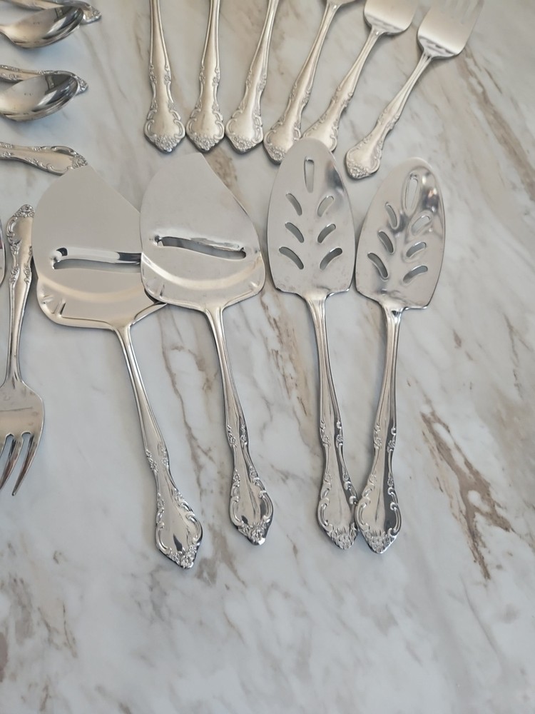 STAINLESS Korea Florette FLATWARE ROSE PATTERN 73 PIECES