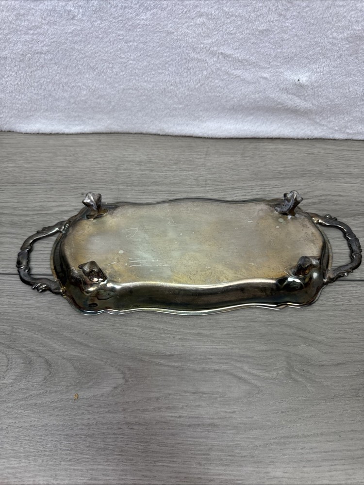 Vintage FB Rogers Silverplate Footed Rectangular Serving Tray 5.5" x 14"