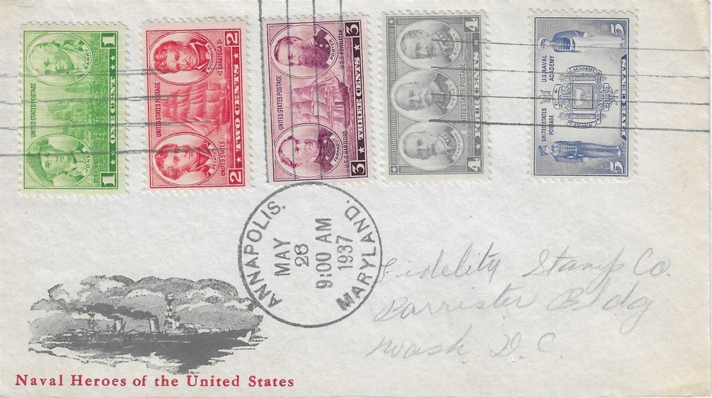 FDC    #790-794   --    Navy  set    -   Ioor      1936-37