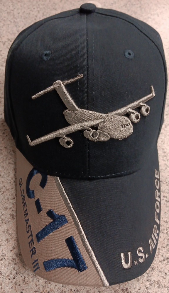 C-17 Globemaster Air Force Cap Hat Blue Gray Adj Hook & Loop Closure Cotton Hat