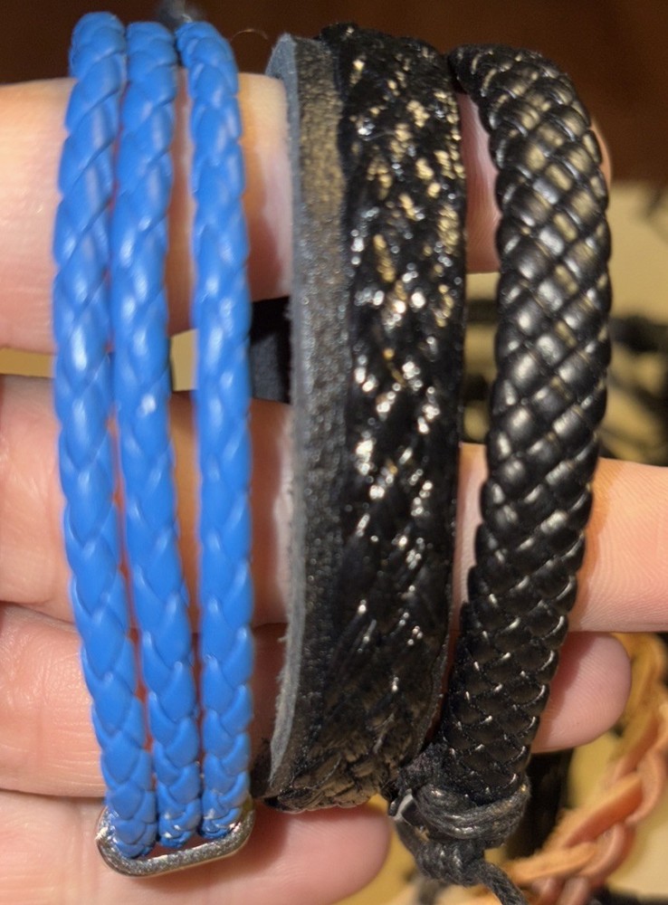 17 Leather /vegan Leather Pull Close Braclets Variety Pack