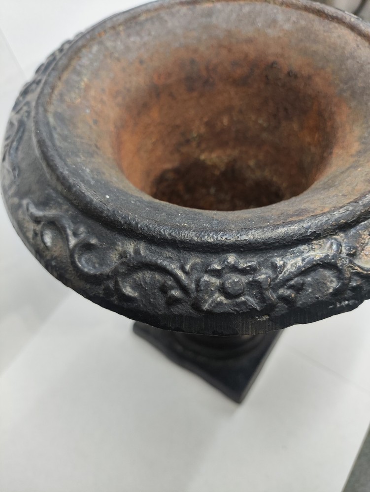 Vintage Cast Iron Urn Planter 8 1/2”