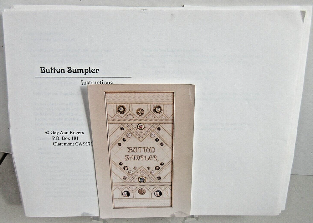 Gay Ann Rogers BUTTON SAMPLER Needlepoint Pattern