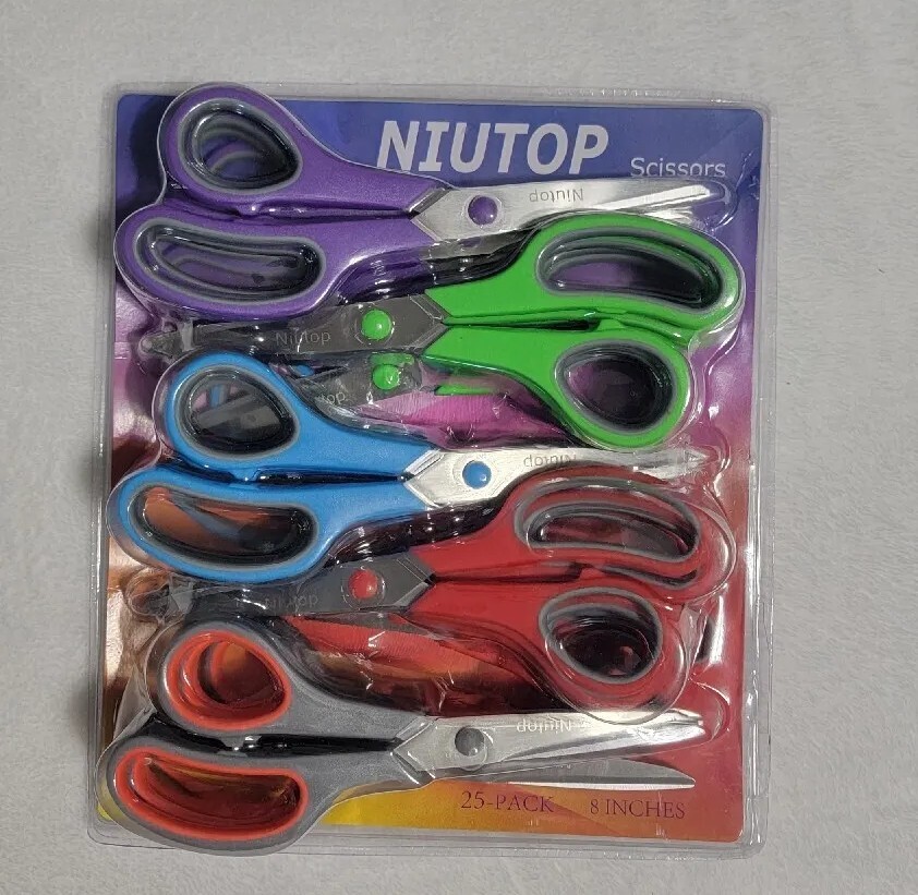 Scissors Bulk Set of 25-Pack  8 Sharp Multipurpose School, Crafts, Home, Work