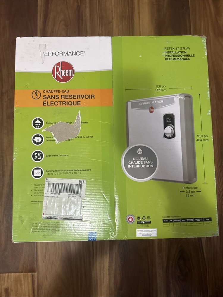 Rheem Retex-27 (27kW) Electric Tankless Water Heater Retex 27 (New Open Box)