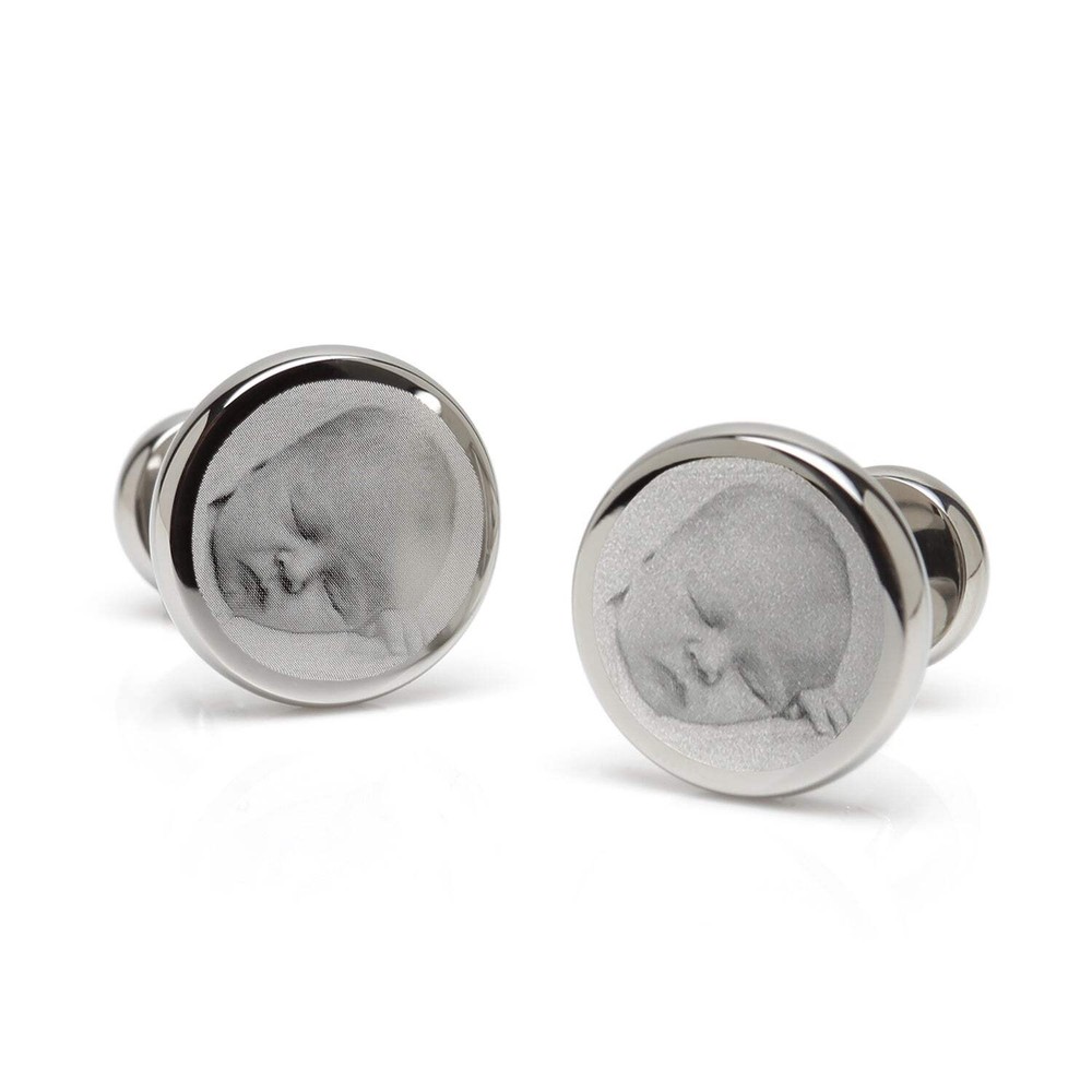 Stainless Steel Engravable Classic Round Cufflinks