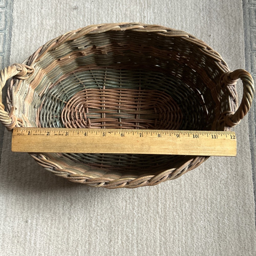 Basket Rope Accent Brown Fixed Handle Decorative. Oval Shape