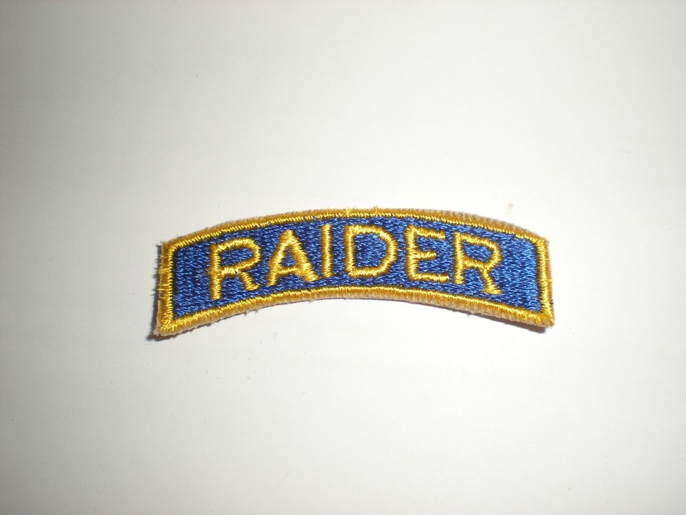 US ROTC RAIDER TAB PATCH - YELLOW ON BLUE