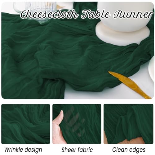 12 Pack Table Runners 10FT Cheesecloth Table Runner 21x120 12Pack Emerald Green
