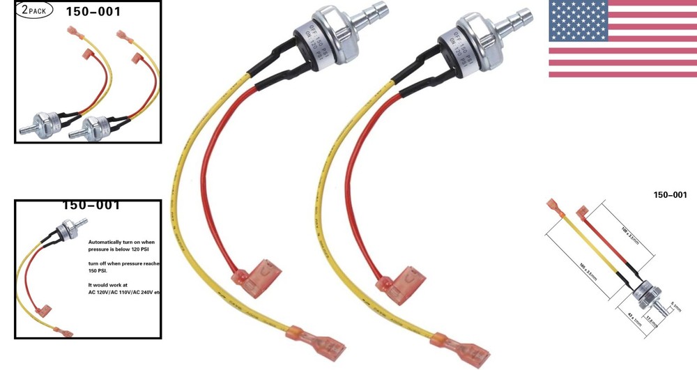 Certified Air Pressure Switch, 120V, 150 PSI Automatic Control System