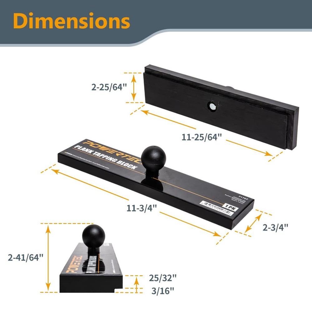 POWERTEC Tapping Block Flooring Tools Hammer-Free Vinyl Plank Tools Ergonomic...