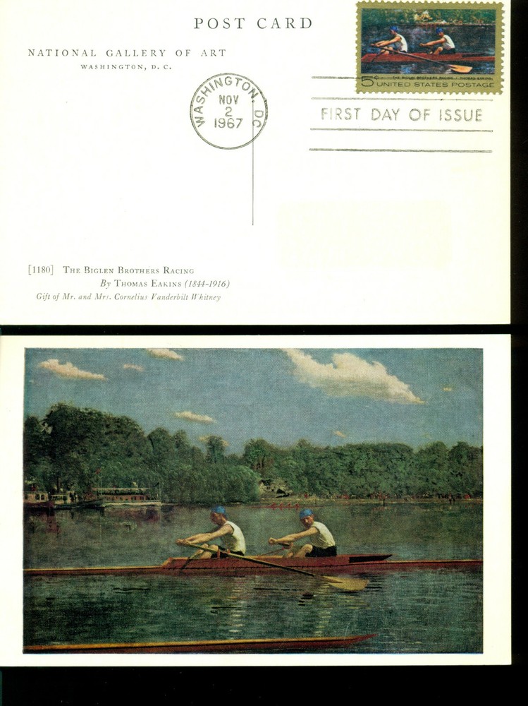 1967 FDC - Scott# 1335 - Thomas Eakins - on Picture Postcard