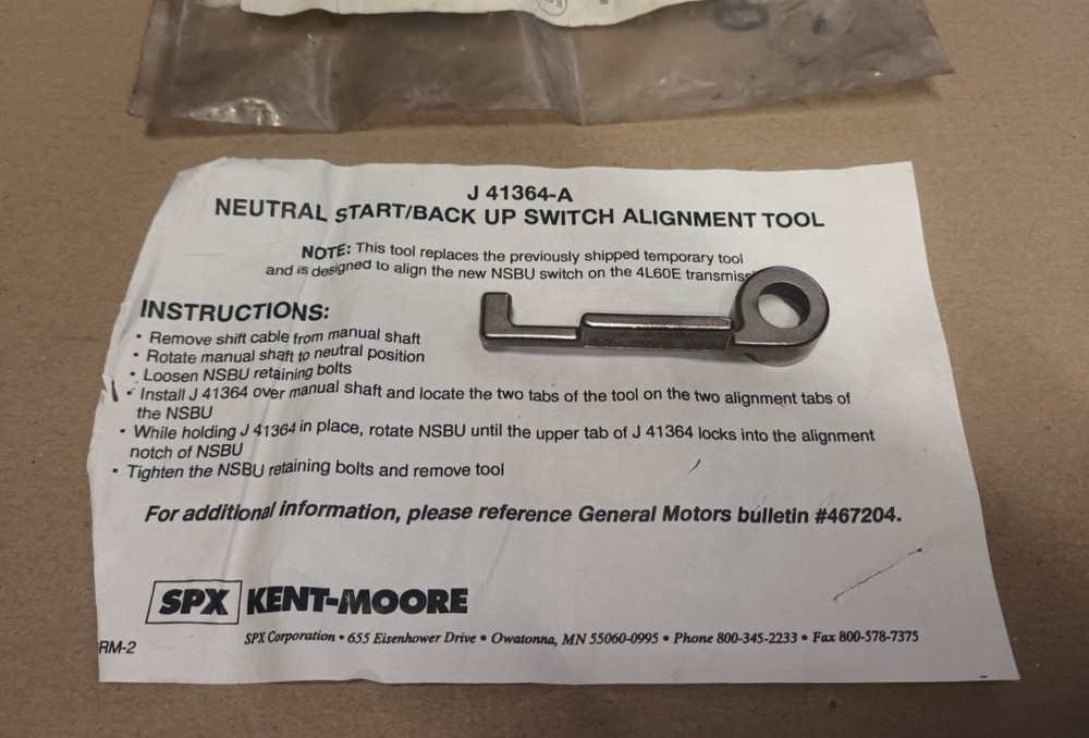 Ex MOD /| SPX J41364-A Neutral Start/Back Up Switch Alignment Tool