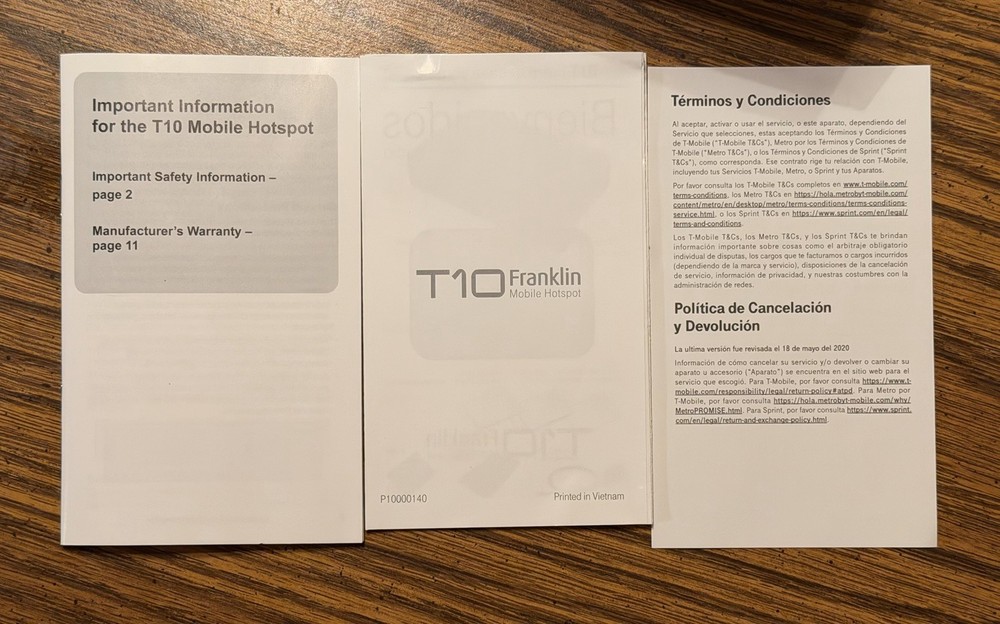 T-Mobile Franklin T10 mobile hotspot. Connects Devices Using Cellar Data.